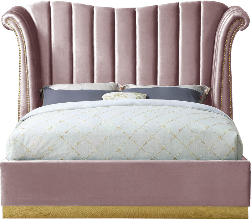 Flora Pink Velvet Queen Bed (3 Boxes) - All Brands Furniture (NJ)