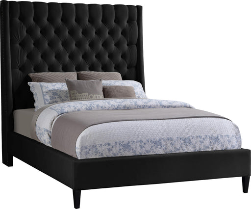 Fritz Black Velvet Queen Bed - All Brands Furniture (NJ)