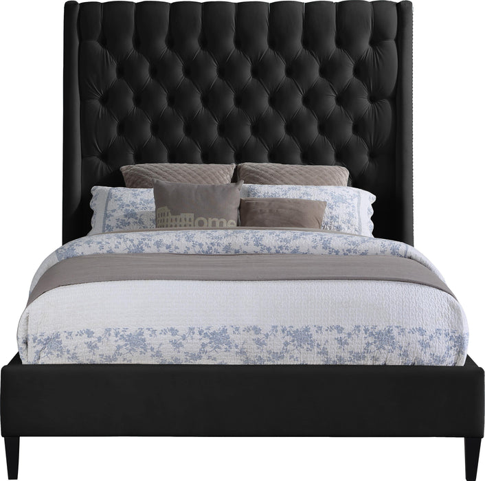 Fritz Black Velvet Queen Bed - All Brands Furniture (NJ)