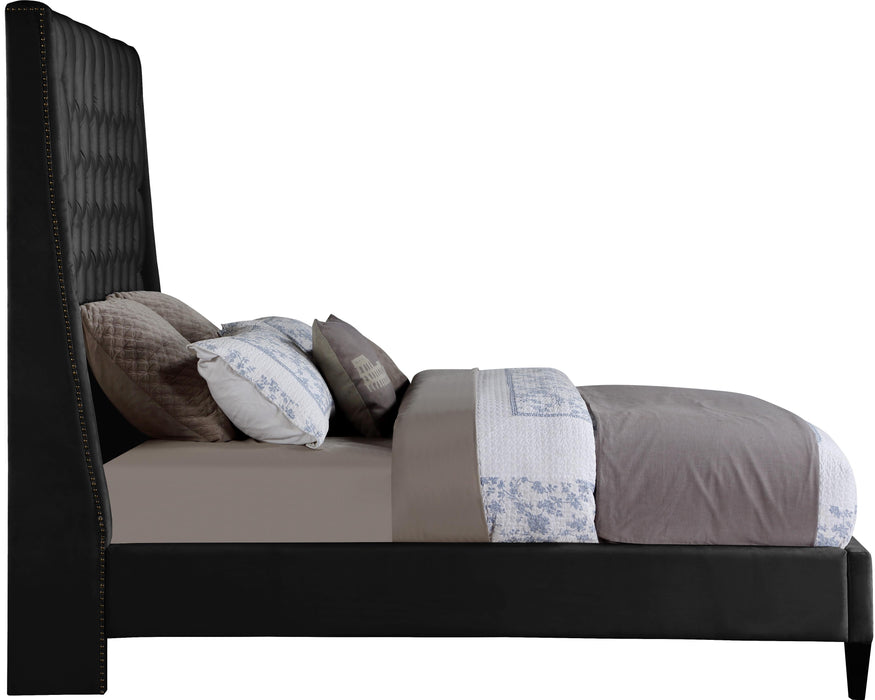 Fritz Black Velvet King Bed - All Brands Furniture (NJ)