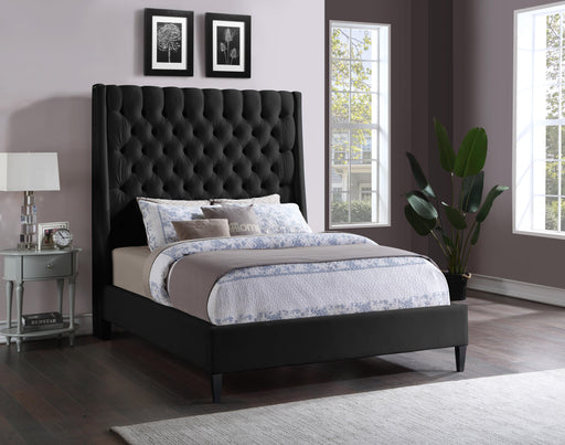 Fritz Black Velvet King Bed - All Brands Furniture (NJ)