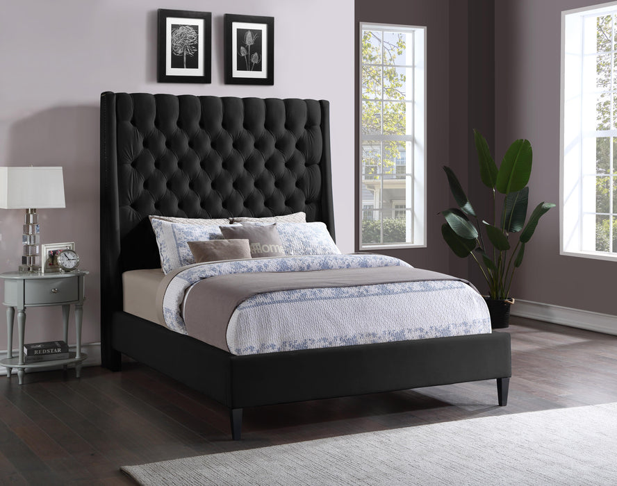 Fritz Black Velvet King Bed - All Brands Furniture (NJ)