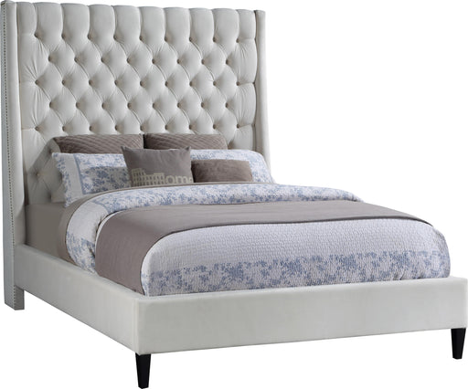Fritz Cream Velvet Queen Bed - All Brands Furniture (NJ)
