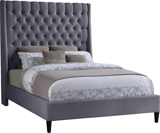 Fritz Grey Velvet King Bed - All Brands Furniture (NJ)