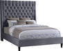 Fritz Grey Velvet Queen Bed - All Brands Furniture (NJ)