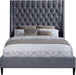 Fritz Grey Velvet Queen Bed - All Brands Furniture (NJ)