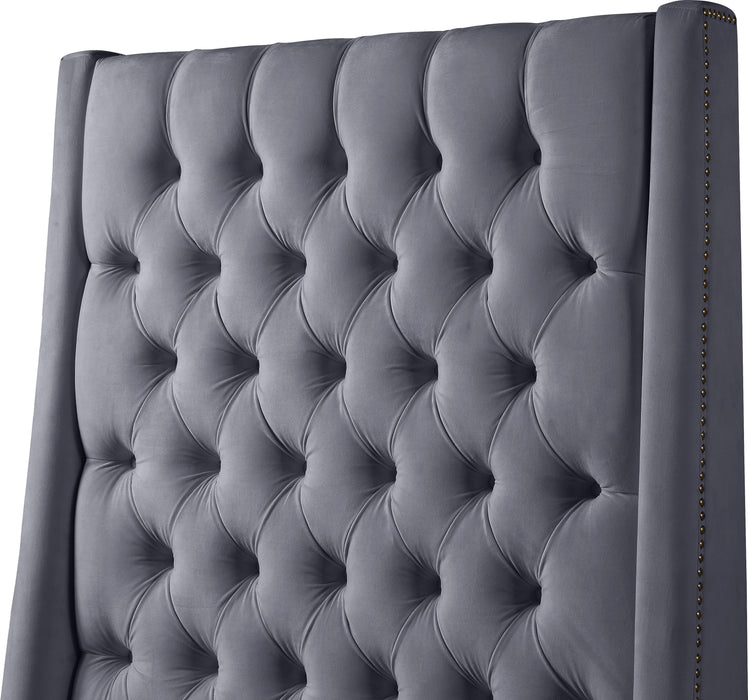 Fritz Grey Velvet Queen Bed - All Brands Furniture (NJ)