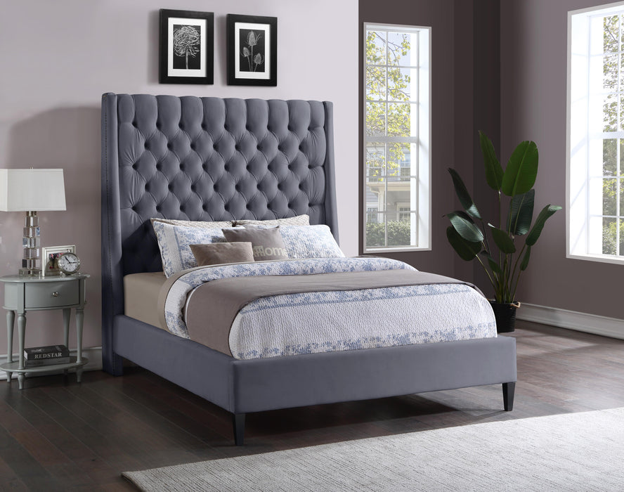 Fritz Grey Velvet Full Bed - All Brands Furniture (NJ)