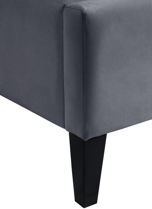 Fritz Grey Velvet Queen Bed - All Brands Furniture (NJ)