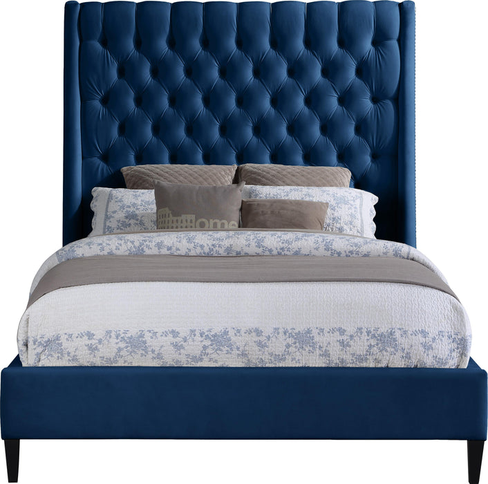 Fritz Navy Velvet King Bed - All Brands Furniture (NJ)
