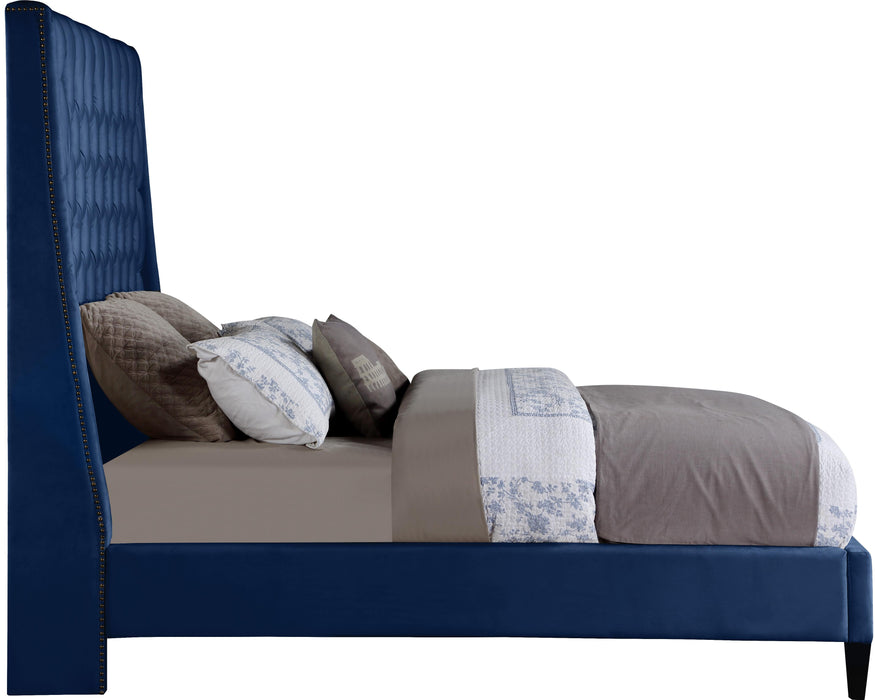 Fritz Navy Velvet Full Bed - All Brands Furniture (NJ)