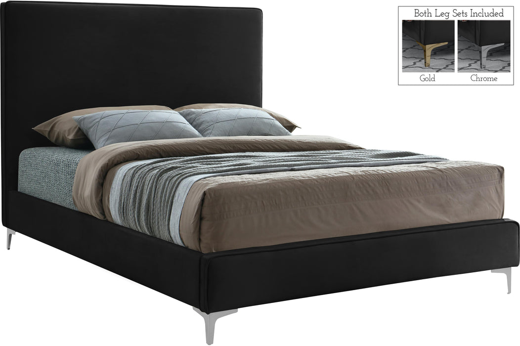 Geri Black Velvet Queen Bed - All Brands Furniture (NJ)