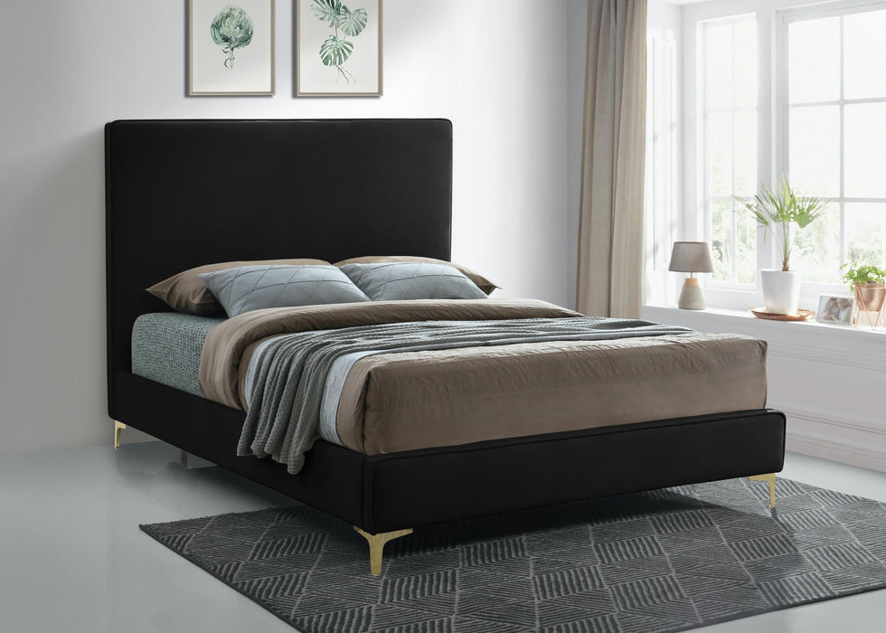 Geri Black Velvet Queen Bed - All Brands Furniture (NJ)