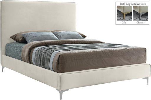 Geri Cream Velvet King Bed - All Brands Furniture (NJ)