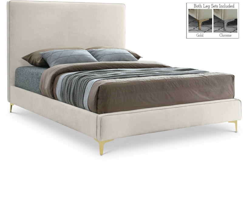 Geri Cream Velvet Queen Bed - All Brands Furniture (NJ)