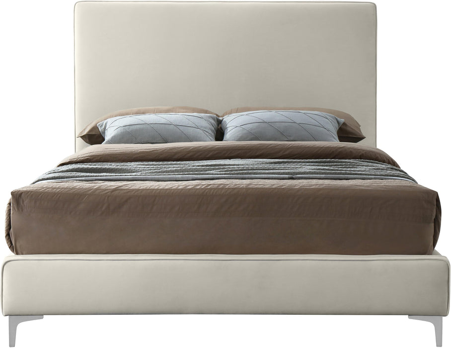 Geri Cream Velvet Queen Bed