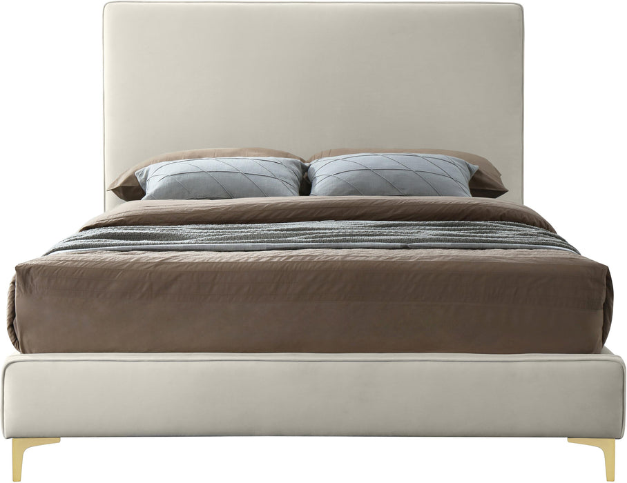 Geri Cream Velvet Queen Bed - All Brands Furniture (NJ)