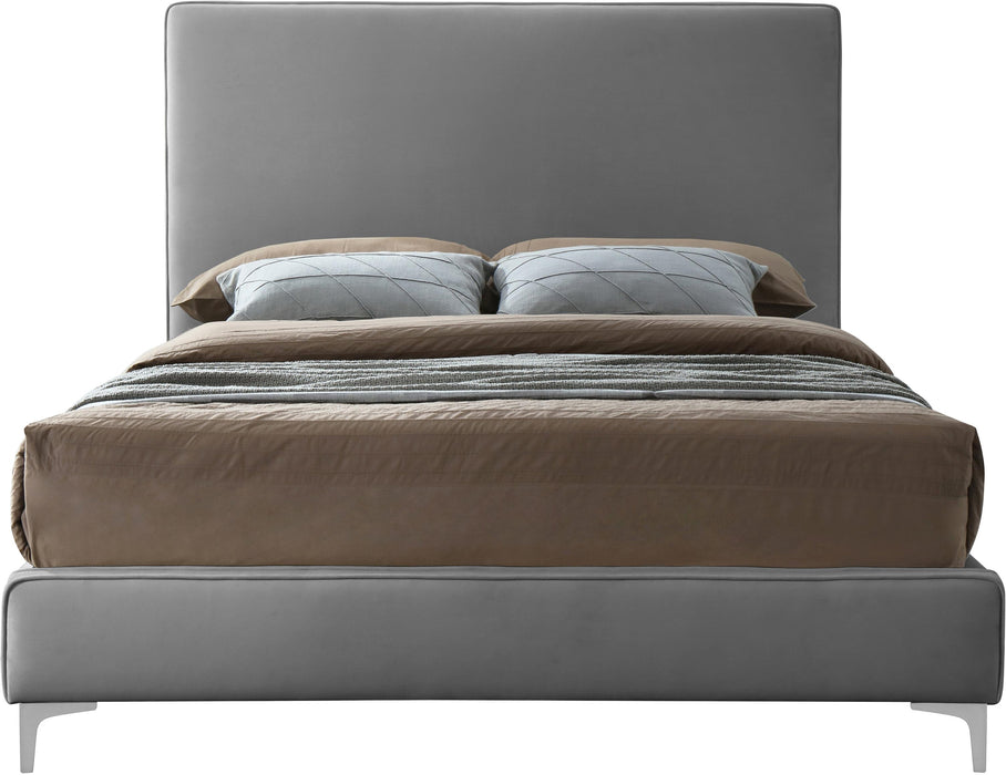 Geri Grey Velvet Queen Bed - All Brands Furniture (NJ)