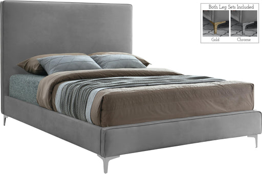 Geri Grey Velvet King Bed - All Brands Furniture (NJ)
