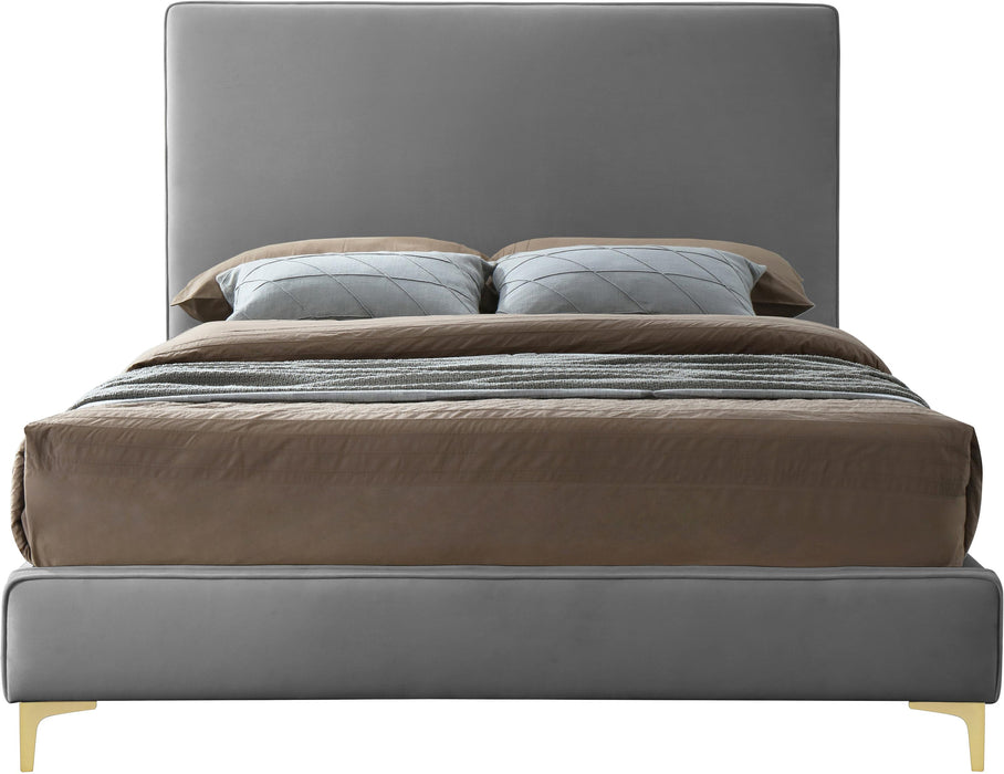 Geri Grey Velvet King Bed - All Brands Furniture (NJ)
