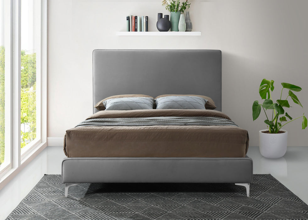 Geri Grey Velvet Queen Bed - All Brands Furniture (NJ)