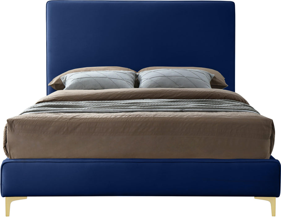 Geri Navy Velvet King Bed - All Brands Furniture (NJ)