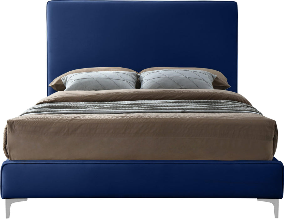 Geri Navy Velvet King Bed - All Brands Furniture (NJ)