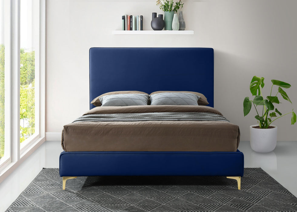 Geri Navy Velvet King Bed - All Brands Furniture (NJ)