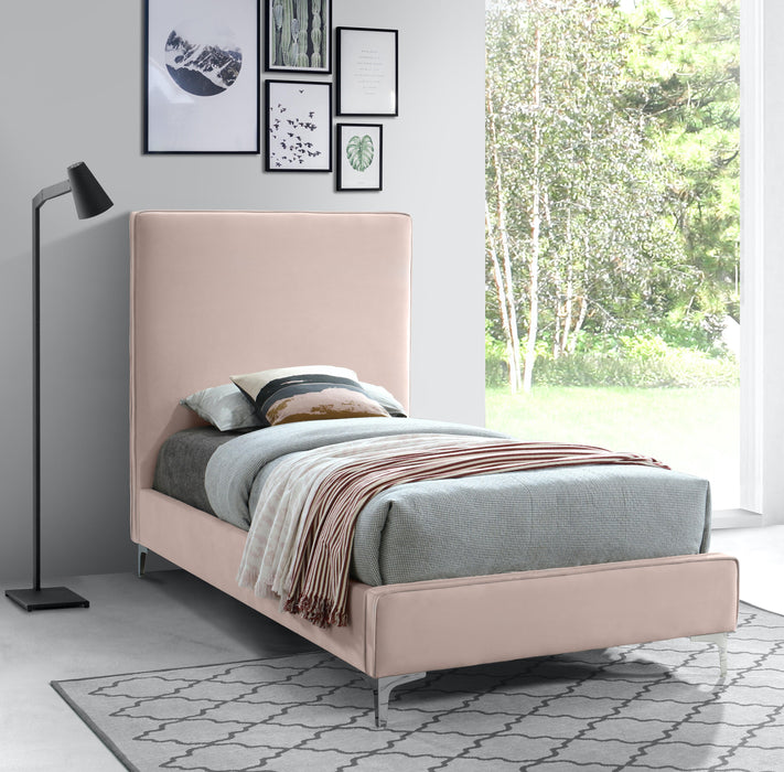 Geri Pink Velvet Twin Bed - All Brands Furniture (NJ)