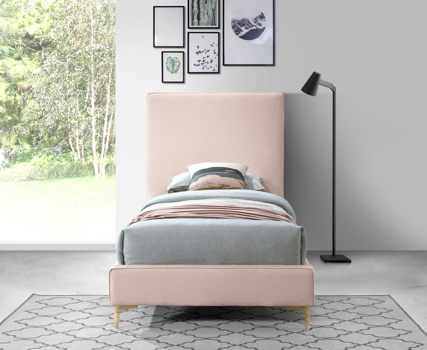 Geri Pink Velvet Twin Bed - All Brands Furniture (NJ)