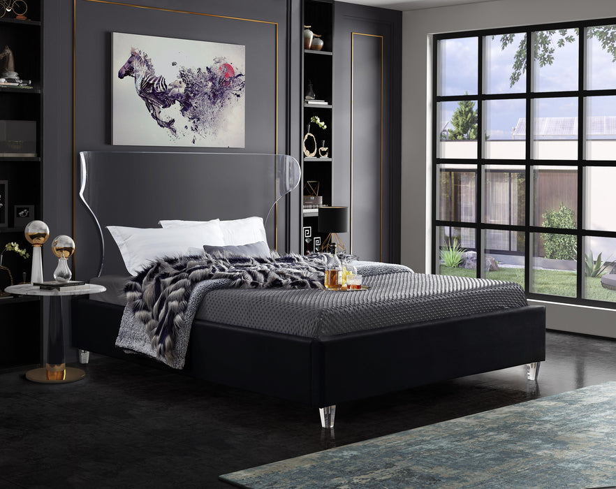 Ghost Black Velvet Full Bed - All Brands Furniture (NJ)