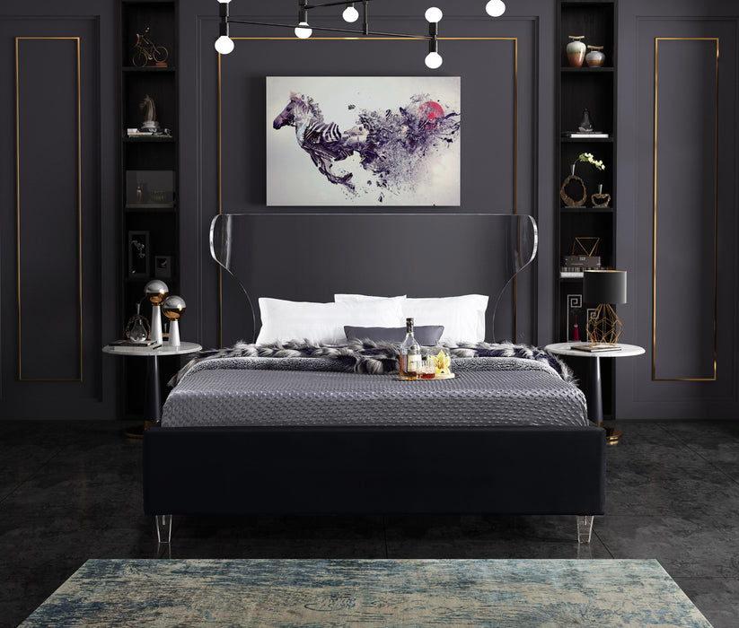 Ghost Black Velvet King Bed - All Brands Furniture (NJ)