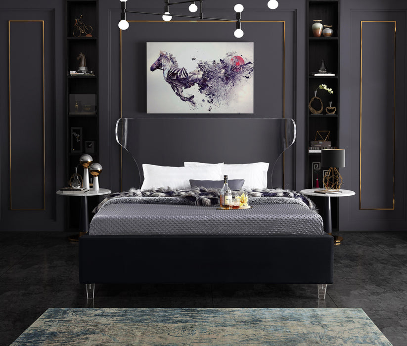 Ghost Black Velvet Full Bed - All Brands Furniture (NJ)