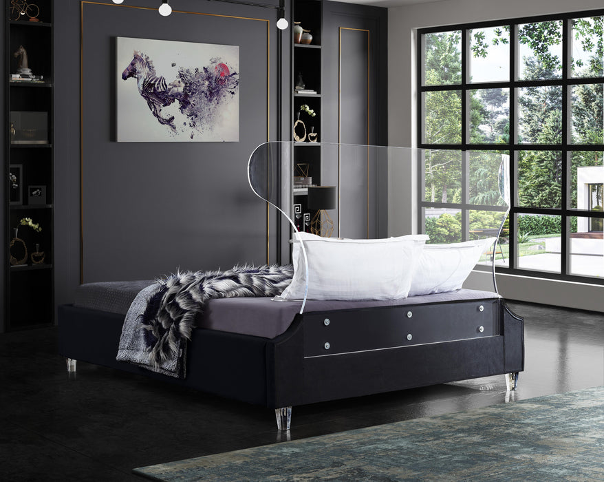 Ghost Black Velvet King Bed - All Brands Furniture (NJ)