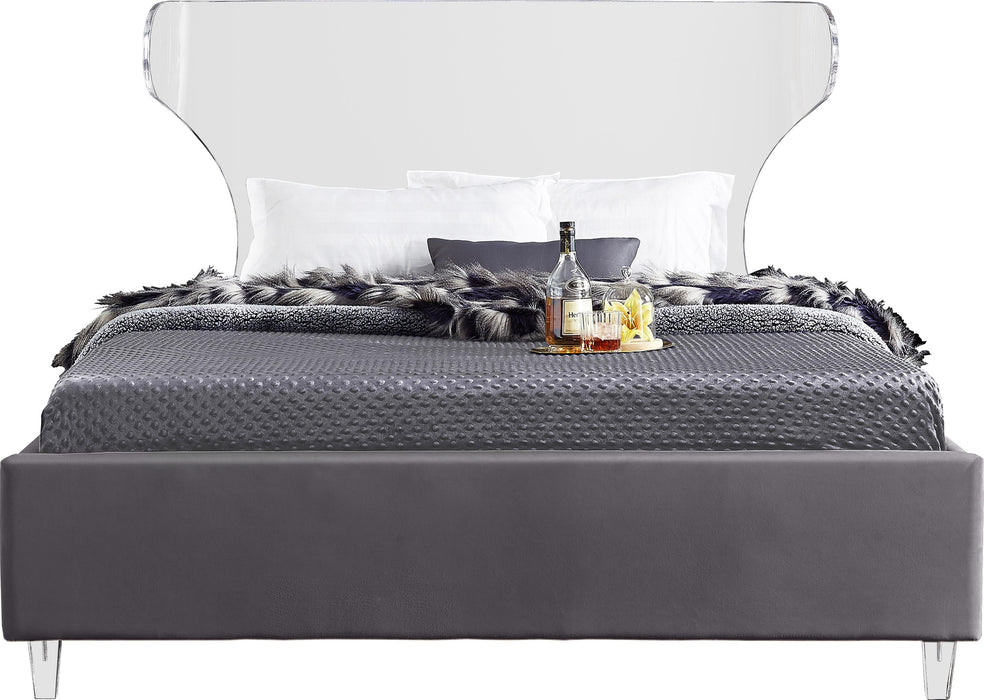 Ghost Grey Velvet Full Bed - All Brands Furniture (NJ)
