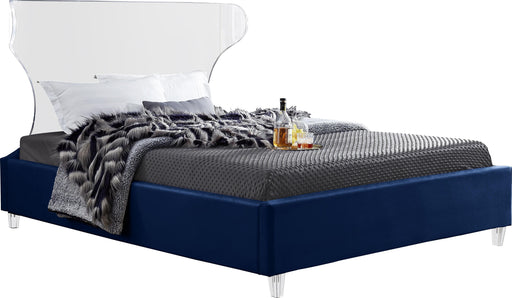 Ghost Navy Velvet Queen Bed image