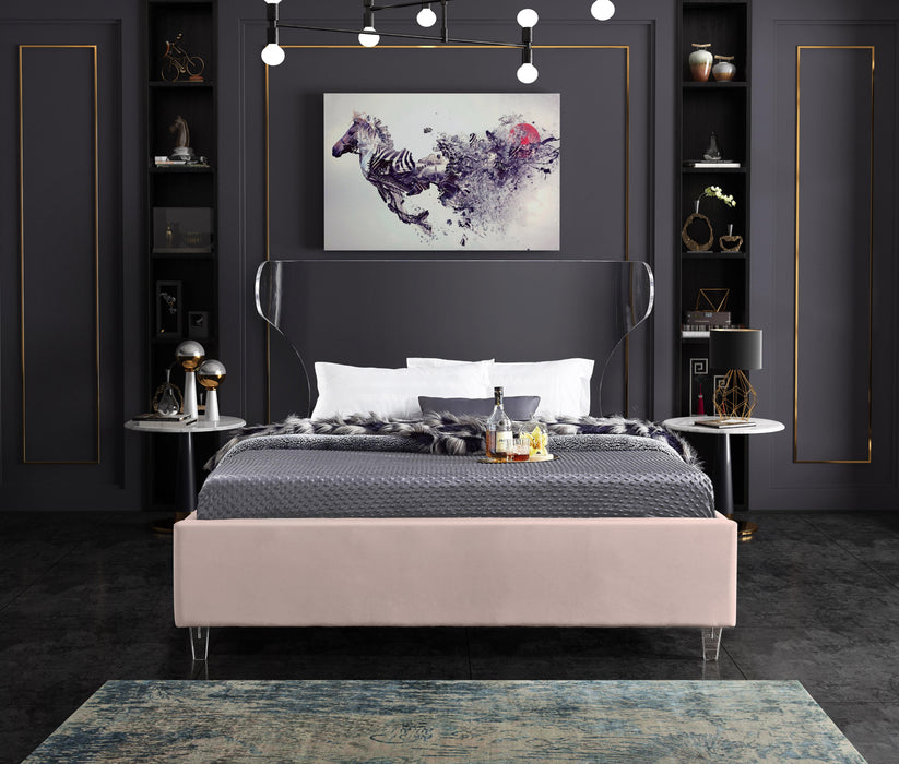 Ghost Pink Velvet Full Bed - All Brands Furniture (NJ)