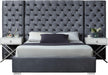 Grande Grey Velvet Queen Bed (3 Boxes) - All Brands Furniture (NJ)