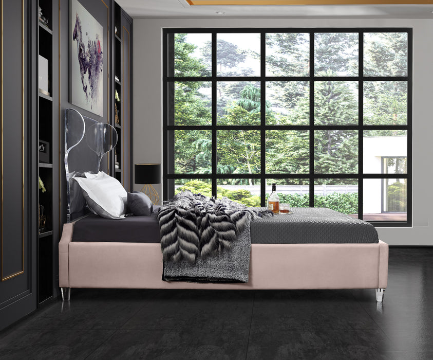 Ghost Pink Velvet Full Bed - All Brands Furniture (NJ)