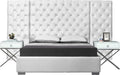 Grande White Velvet Queen Bed (3 Boxes) - All Brands Furniture (NJ)