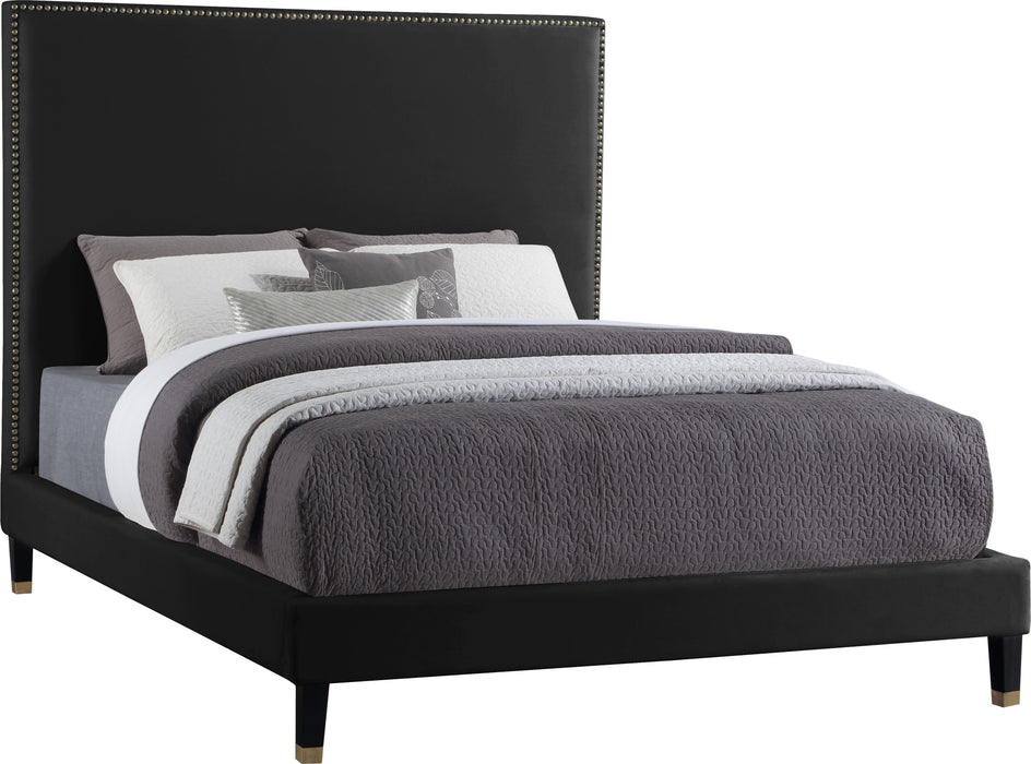 Harlie Black Velvet King Bed - All Brands Furniture (NJ)