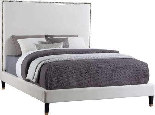 Harlie Cream Velvet Queen Bed - All Brands Furniture (NJ)