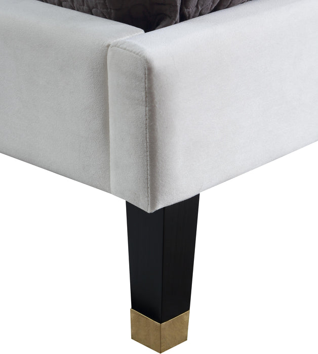 Harlie Cream Velvet Twin Bed - All Brands Furniture (NJ)