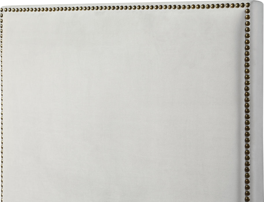 Harlie Cream Velvet Twin Bed - All Brands Furniture (NJ)