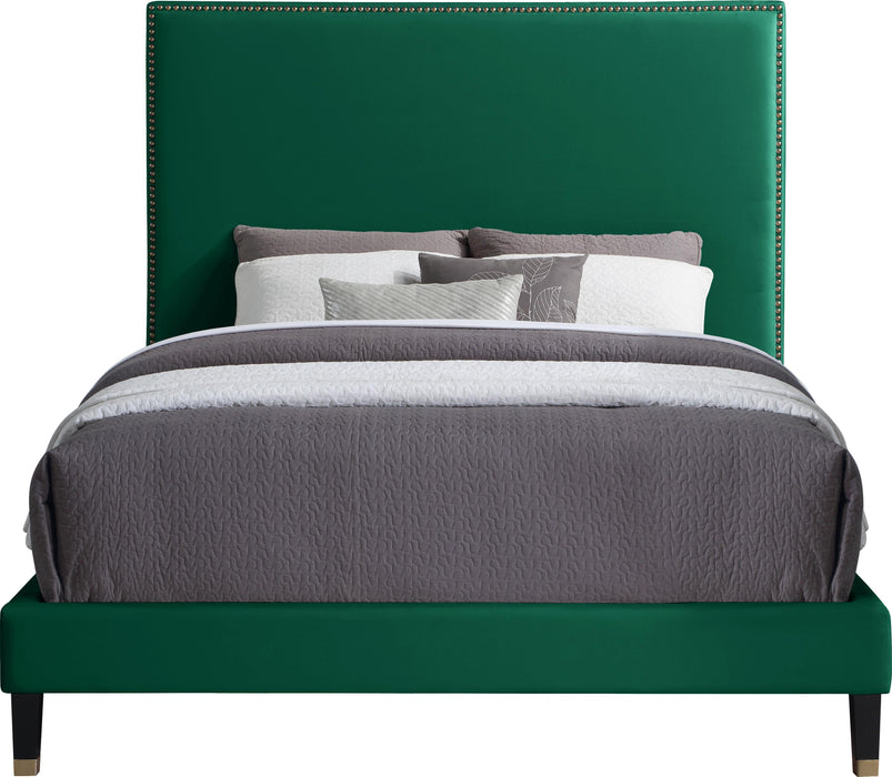 Harlie Green Velvet Queen Bed - All Brands Furniture (NJ)