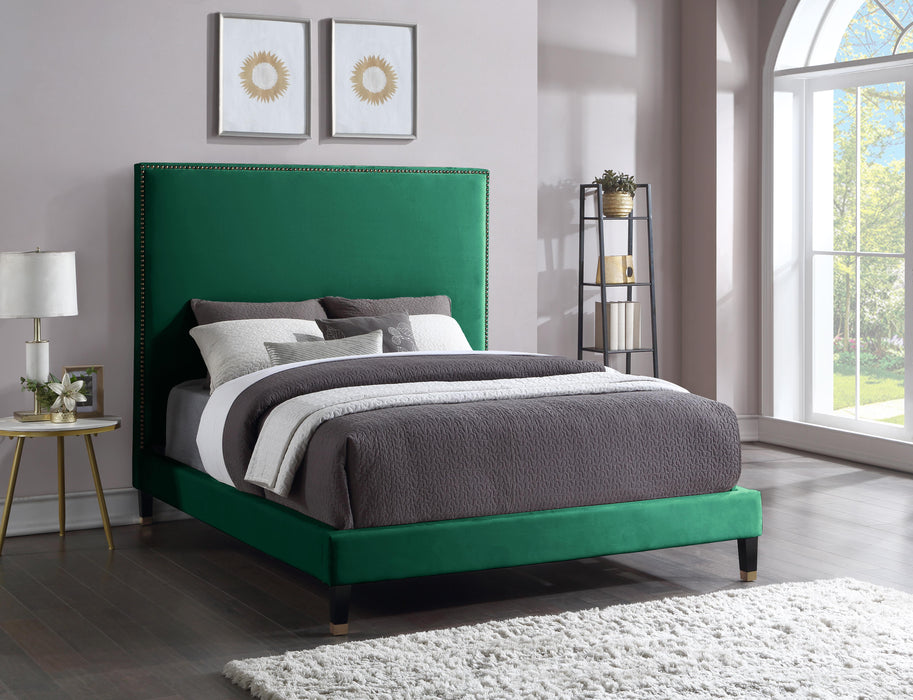 Harlie Green Velvet Queen Bed - All Brands Furniture (NJ)