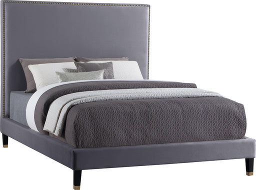 Harlie Grey Velvet King Bed - All Brands Furniture (NJ)