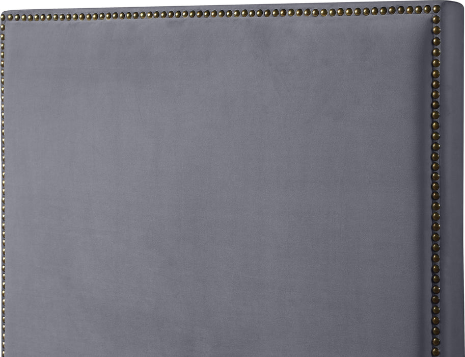 Harlie Grey Velvet Twin Bed - All Brands Furniture (NJ)