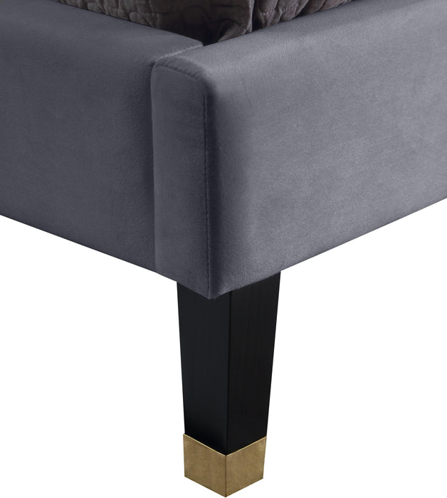 Harlie Grey Velvet Twin Bed - All Brands Furniture (NJ)