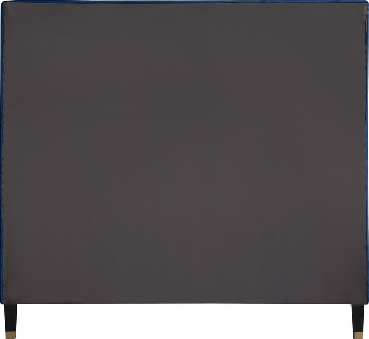 Harlie Navy Velvet King Bed - All Brands Furniture (NJ)